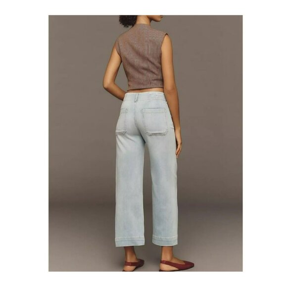 Anthropologie The Colette Denim Cropped Wide-Leg Jeans by Maeve Size 26 - Picture 3 of 14